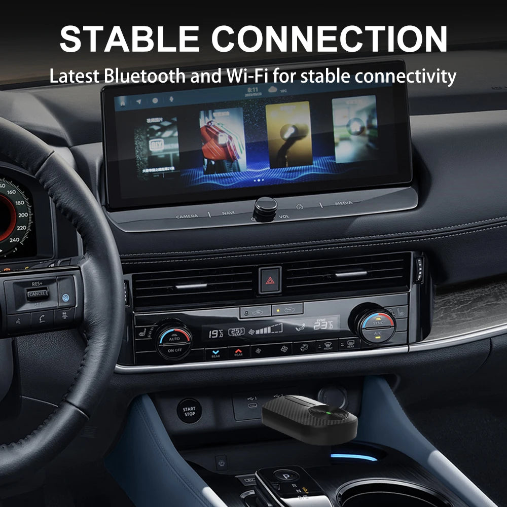 FLIXIVI 2 in 1 Wireless Carplay Android Auto Adapter AI Smart Car Systems for OEM Car Stereo Plug and Play Wired To Wireless
