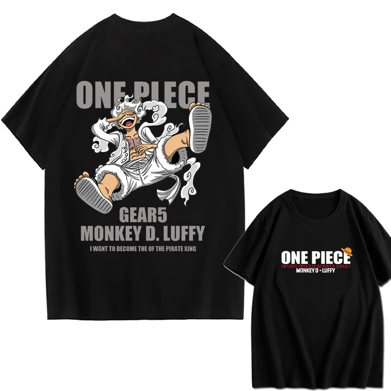 2026 New ONE PIECE Zoro Luffy Gear 5 Printed Short-sleeved Cotton T-shirt Summer Tide Pure Cotton Unisex Clothing