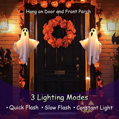 Halloween LED Light Up Hanging Ghost Decor Spooky Flying Ghost Indoor Outdoor Yard Porch Haunted House Party Decoration Gifts