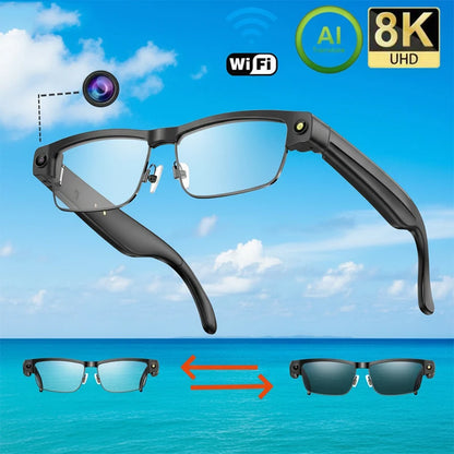 Okulary AI Smart Camera HD Tłumaczenie w Czasie Rzeczywistym Bezprzewodowe Bluetooth Połączenia Dotykowe Sportowe dla Mężczyzn Muzyczne Okulary z Tłumaczem Języka