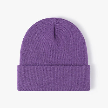 Customized Printed Logo Winter Knitted Keep Warm Cold Cap Unisex Solid Color Hip Hop Crochet Skull Beanie Hats