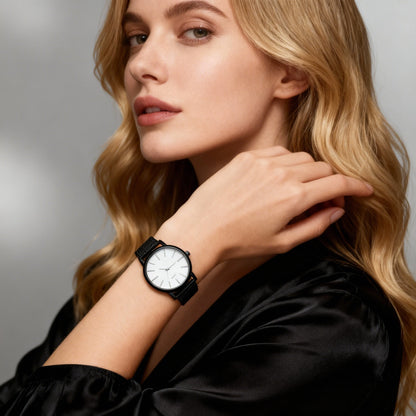 Womens Casual Round Quartz Watch Luxury Mesh Metal Bracelet Watches for Women Fashion Montre Femme Wristwatches for Ladies