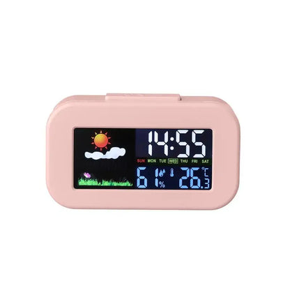 Weather Station Clock with Bright Color LCD Screen for Comprehensive Temperature and Humidity Measurement Best for Study Room