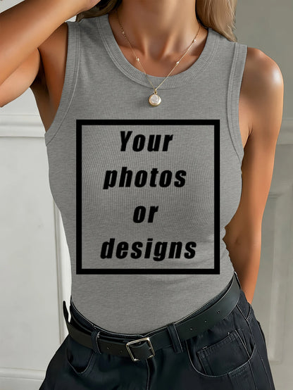 Custom Graphic Logo Slim Women's Tank Top Summer Crewneck Thread high elasticity Clothing Trendy Sports Vest Fashion Vests