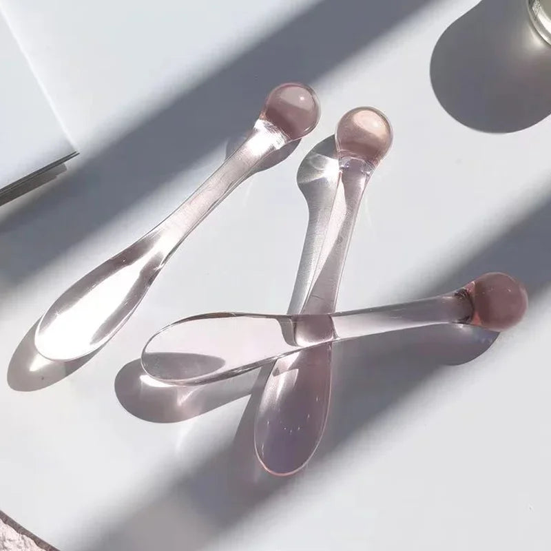 3PCS Eye Cream Applicator Spoon Roller Transparent Massage Stick Cosmetic Spatulas Wrinkle Facial Mask Skin Care Plastic Spoon