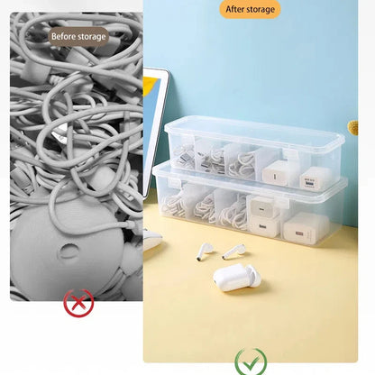 Transparent Data Cable Organizer Case Classification Dustproof Card Organizer Lid Clutter Collection Box for Office Home New