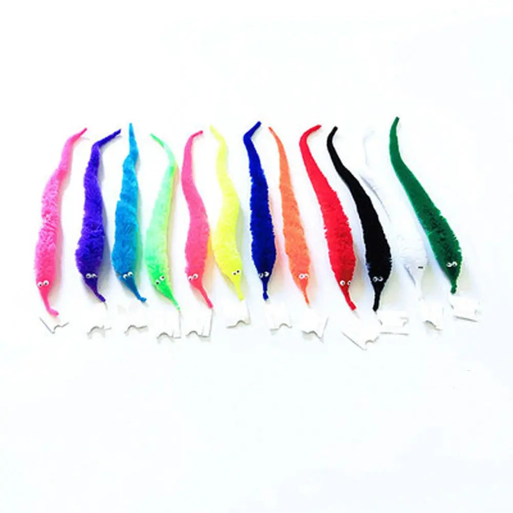 12 Pieces Twisty Worm Magic Toys Party Favors Fuzzy Worm On A String Christmas Halloween Wizard New Strange Trick Toys For Kids
