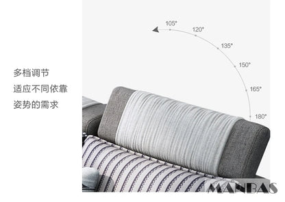 Modern U-Shaped Fabric Couch with Stools, Sectional Sofa Set with Storage Console & Cup Holder, Modular Corner Sofa with Pillows