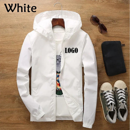 Customized Travel Team Zipper Jacket, Men's and Women's Hooded Unisex UV Resistant Waterproof Jacket, Outerwear, Spring, Summer,