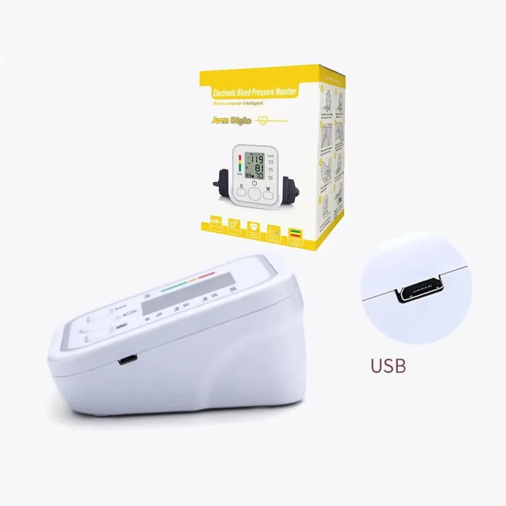 Medical Grade Upper Arm Digital BP Monitor Automatic Sphygmomanometer Kit Home Health Measuring Device