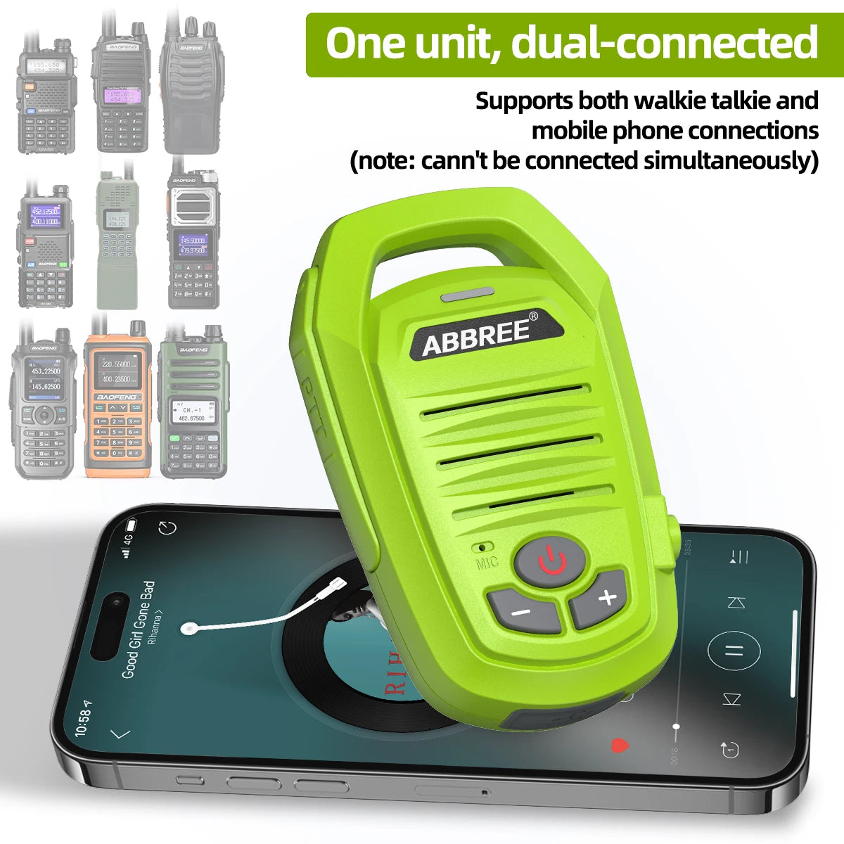 ABBREE Wireless Bluetooth Speaker Microphone Handheld Mic For Baofeng UV-28 UV-21 PRO UV-32 Quansheng UV-K6 TK11 Walkie Talkie