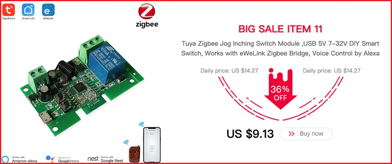 Tuya Smart Inching Zigbee 220V Switch 4 Channel With Ding Rail Housing ,Works with Alexa, Smart Life ,eWelink APP Remote Control