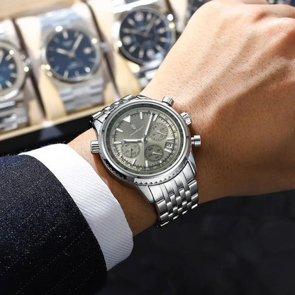 POEDAGAR Luxury Fashion Men Watch Stainless Steel Waterproof Luminous Quartz Male Clock Date Chronograph Military Men's Watches