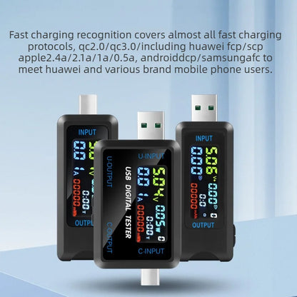 High-end 10 in 1 USB Type-C Voltmeter Ammeter Capacity Tester DC 4.5~36V 0-8A Multiple Fast Charging Automatic Detection