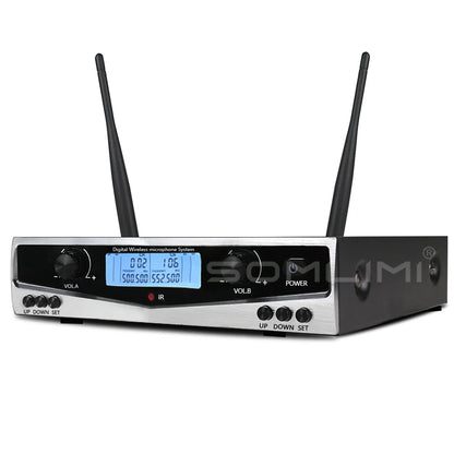 SOMLIMI 500-599MHz UHF SKM9100/SKM9000 Stage Performance Home KTV Professional Dual Wireless Microphone Dynamic Material Metal