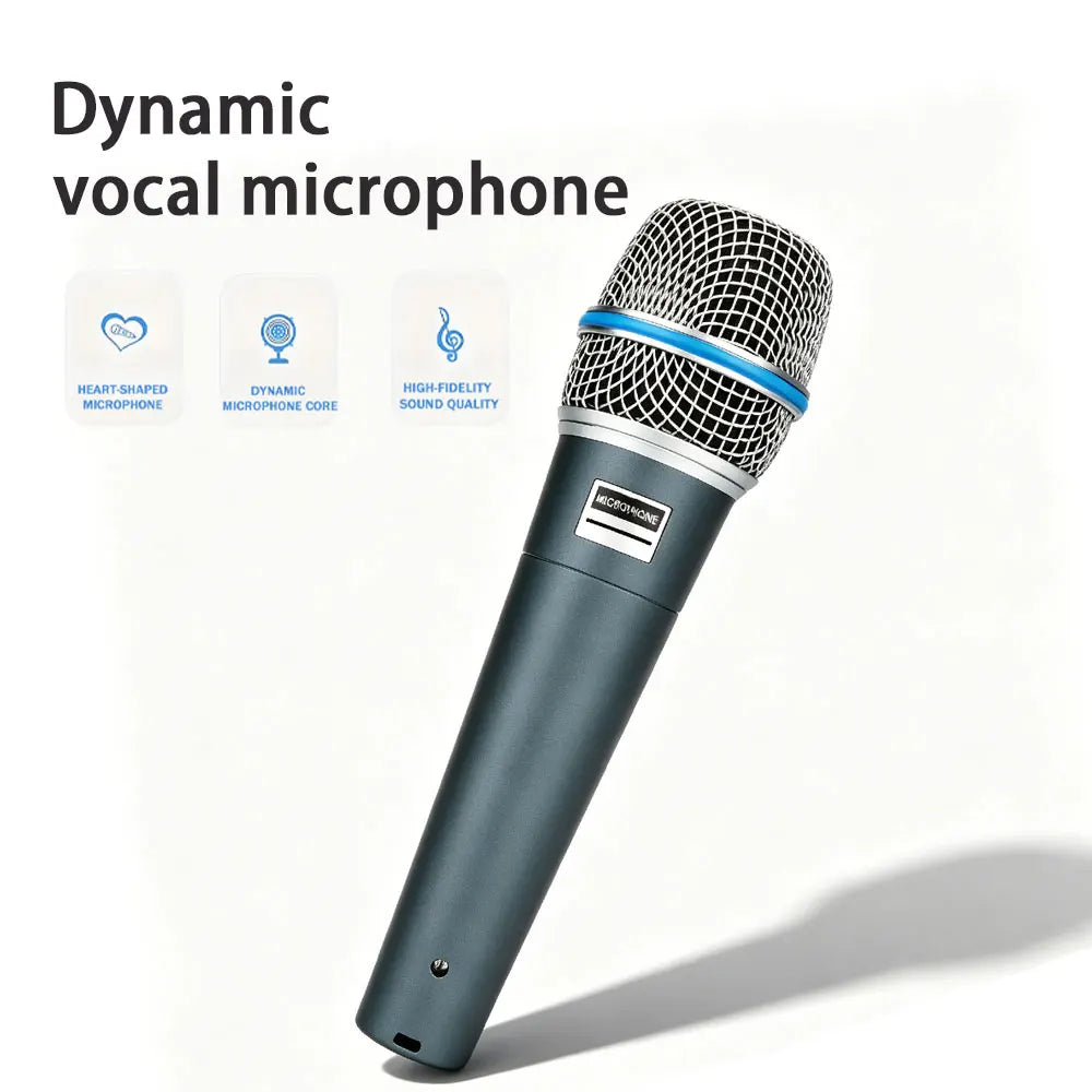 BA Dynamic Heart-Shaped Microphone 57A, Metal Construction, Suitable for Stage Singing, Compatible with Shure Karaoke BBOX