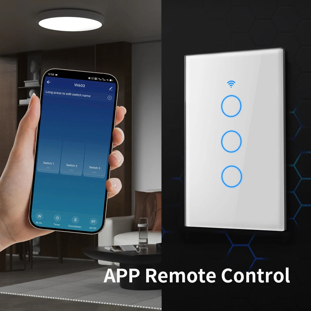 TNCE Tuya Wifi/Zigbee Smart Light Switch US Touch Wall Switch Neutral Wire/No Neutral Wire Required Smart Home Alexa Google Home