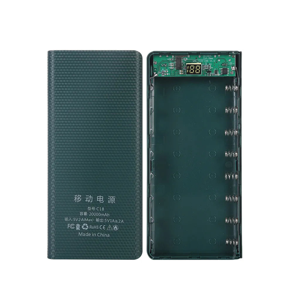 DIY 8*18650 Battery Power Bank Case Charge Storage Box 5V Dual USB Type C Battery Holder Box PD QC3.0 Fast Charge For SmartPhone