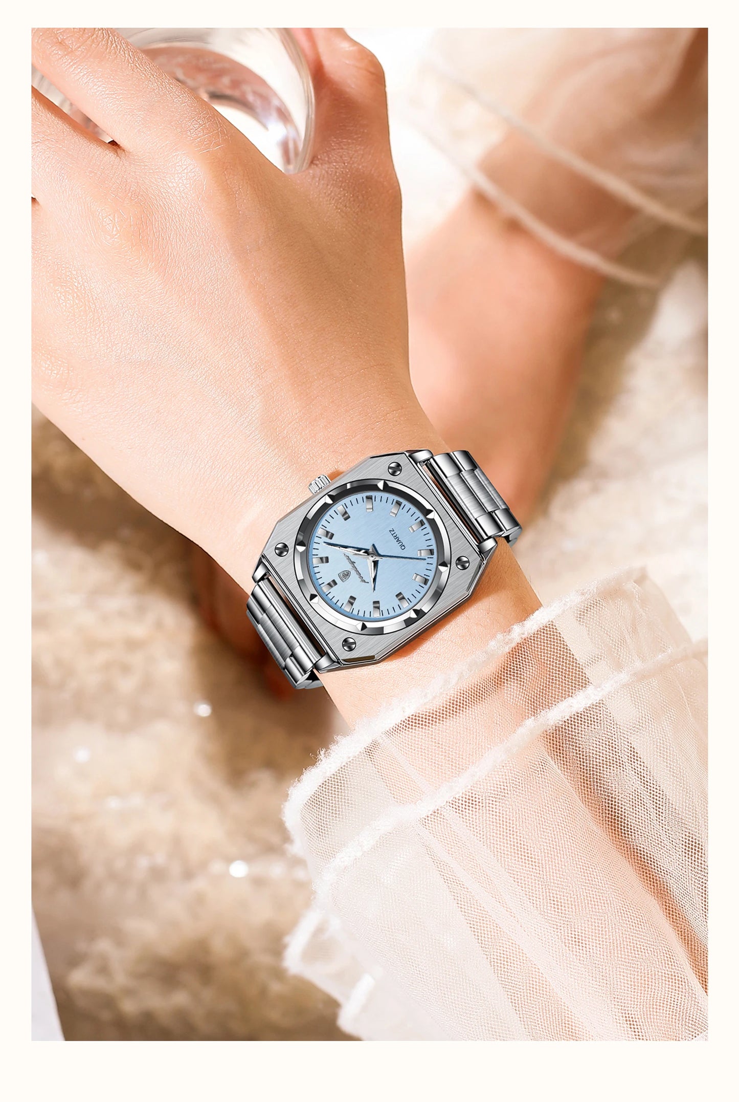 POEDAGAR Square Luxury Ladies Watch Waterproof Stainless Steel Luminous Fashion Woman Watch Elegant Quartz Women's Watches Reloj