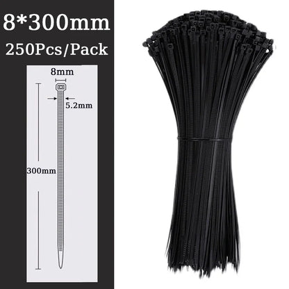 Self-locking plastic nylon tie Black 5x300mm cable tie fastening ring 8*500mm cable tie zip wraps strap nylon cable tie 5*300mm