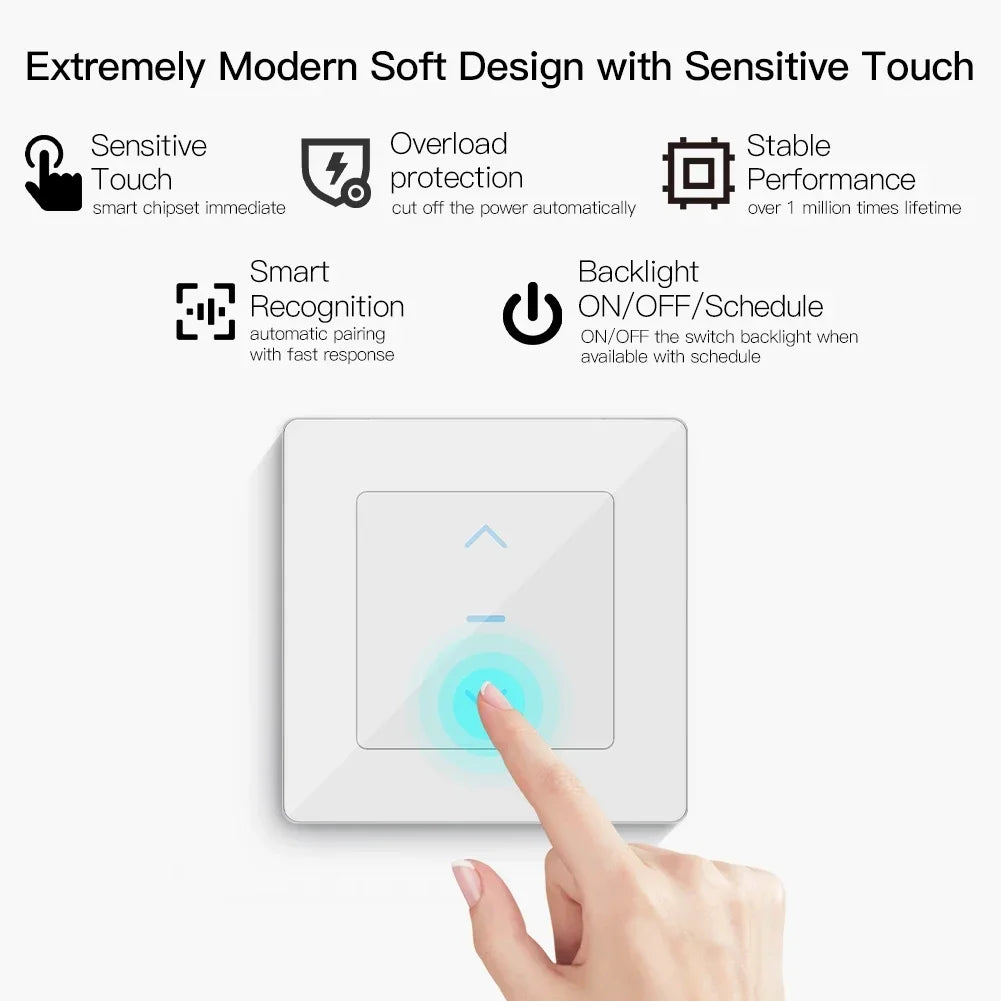 MOES Touch Design WiFi Smart Curtain Switch for Motorized Curtains and Roller Blinds work with Tuya Smart Life App Alexa Google
