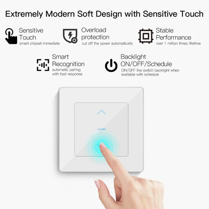 MOES Touch Design WiFi Smart Curtain Switch for Motorized Curtains and Roller Blinds work with Tuya Smart Life App Alexa Google