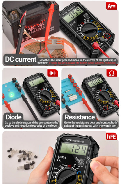 ANENG SZ308 1999 Count Digital Multimeter AC/DC High-Precision Multi-function Voltage Current Resistance Multimeter Tester Tools