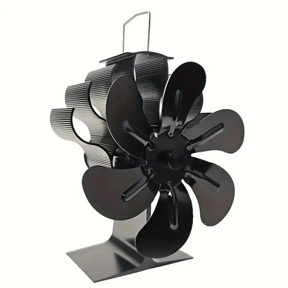 6leaf fireplace fan,winter warm home efficient heat distribution Winter fireplace fan Hot blast stove fan ecological quiet black