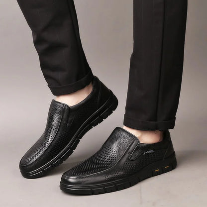 Men Summer Breathable Hollow Out Loafers Comfort Soft Sole Anti-slip Slip On Office Business Casual Shoes-8867