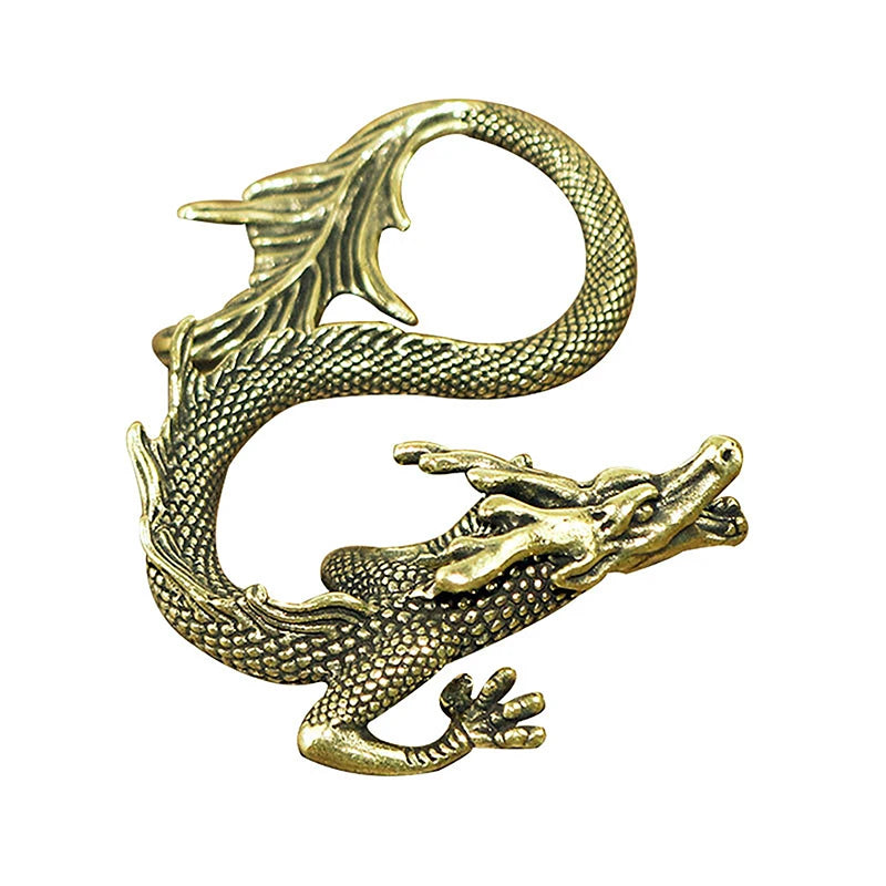 Chinese Beast Dragon Statue Bronze Figurine Ornaments Antique Copper Mythical Animal Miniature Home Decoration Crafts Collection