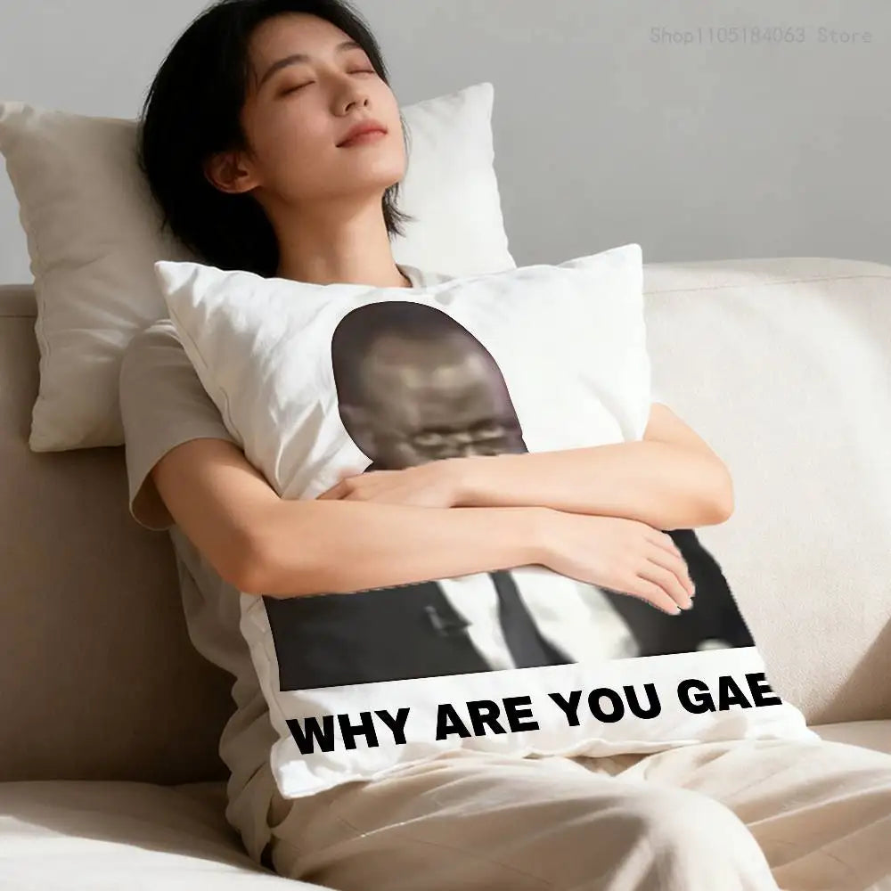 Why Are You Gae Meme U-Uganda Pillow Case Print Polyester Fiber 40X40 cm Home Sofa Throw Cushion Cover Decoration