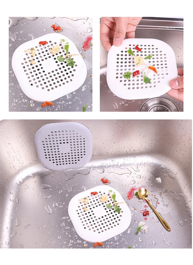 Silicone Sink Strainer, Shower Drain Plug Hair Catcher, Bathtub Kitchen Sink Filter Screen Bathroom Accessories