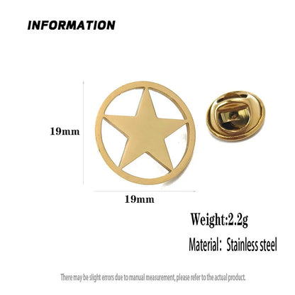 Classic Round Five-pointed Star Gold-plated Brooch, Men's Collar Lapel Pin Black, Suit Accessories, Gift for Husband