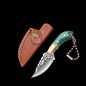 Portable Mini Knife Brass Wood Unboxing Hollow Blade EDC Fixed Blade Leather Cover Cutter Outdoor Surivival Tools Gift