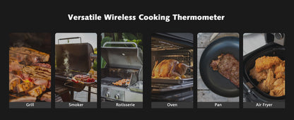 Wireless Bluetooth Meat Thermometer IP67 Waterproof Probes with LCD Screen Booster Rechargeable for Grilling Smoker BBQ Oven