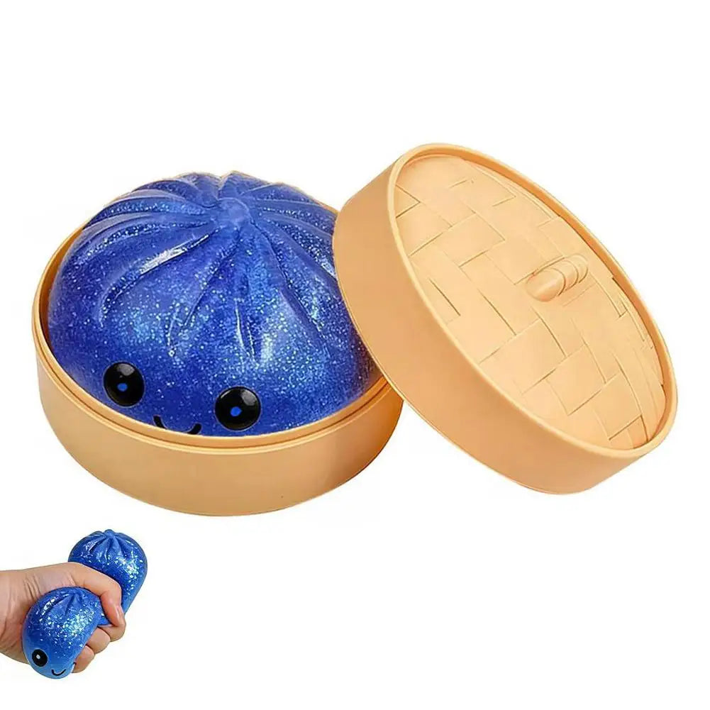Simulation Flash Dumpling Pressure Ball Slow Rebound Soft Pinch Decompression Squishy Stress Relief Balls with Steamer