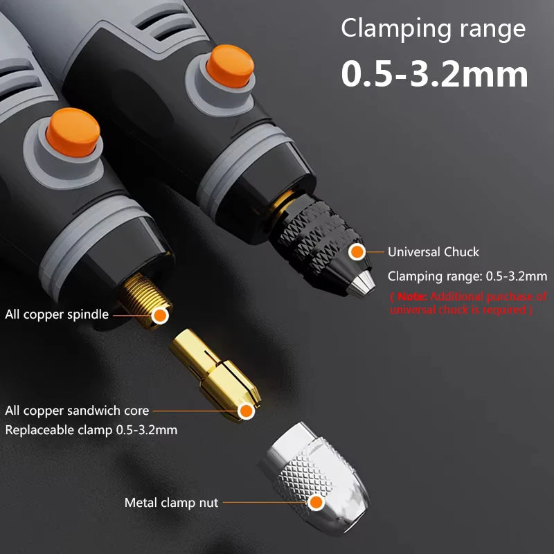 35W Rechargeable Electric Drill 3 Speed Engraving Pen USB Cordless Rotary Tool For Jewelry Metal Dremel Tools 8500r-21000r/min