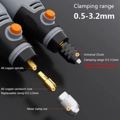 35W Rechargeable Electric Drill 3 Speed Engraving Pen USB Cordless Rotary Tool For Jewelry Metal Dremel Tools 8500r-21000r/min