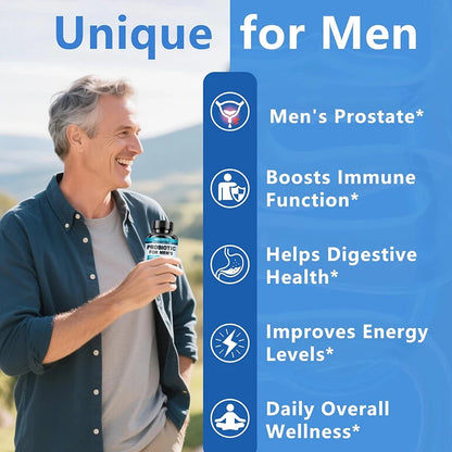 Probiotics Capsules for Men, Nutritional Absorption, Digestion, Immune Support, Prostate & Urinary Health, Reduce Bloating