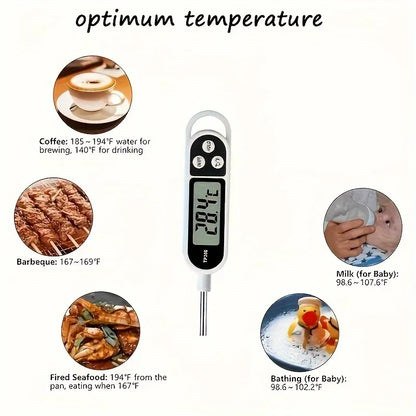1pc Stainless steel probe cooking food, barbecue stove, water, milk, oil, liquid meat, digital kitchen thermometer