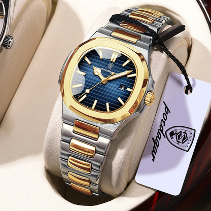 POEDAGAR Fashion Square Watches For Woman Waterproof Luminous Date Ladies Watch Stainless Steel Luxury Quartz Women's Wristwatch