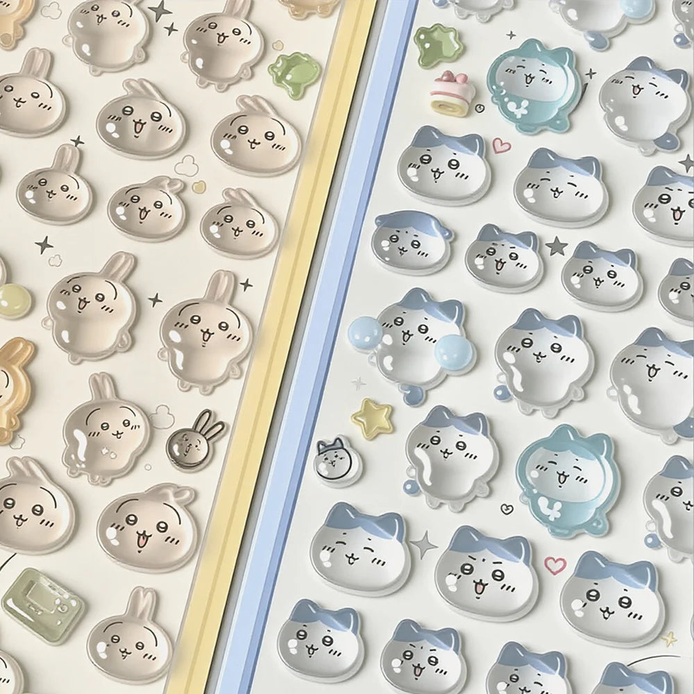 3D Cute 1/4pcs Crystal Stickers Chiikawa Usagi Phone Case Decoration Nail DIY Decorative Stickers for Notebook Laptop waterproof