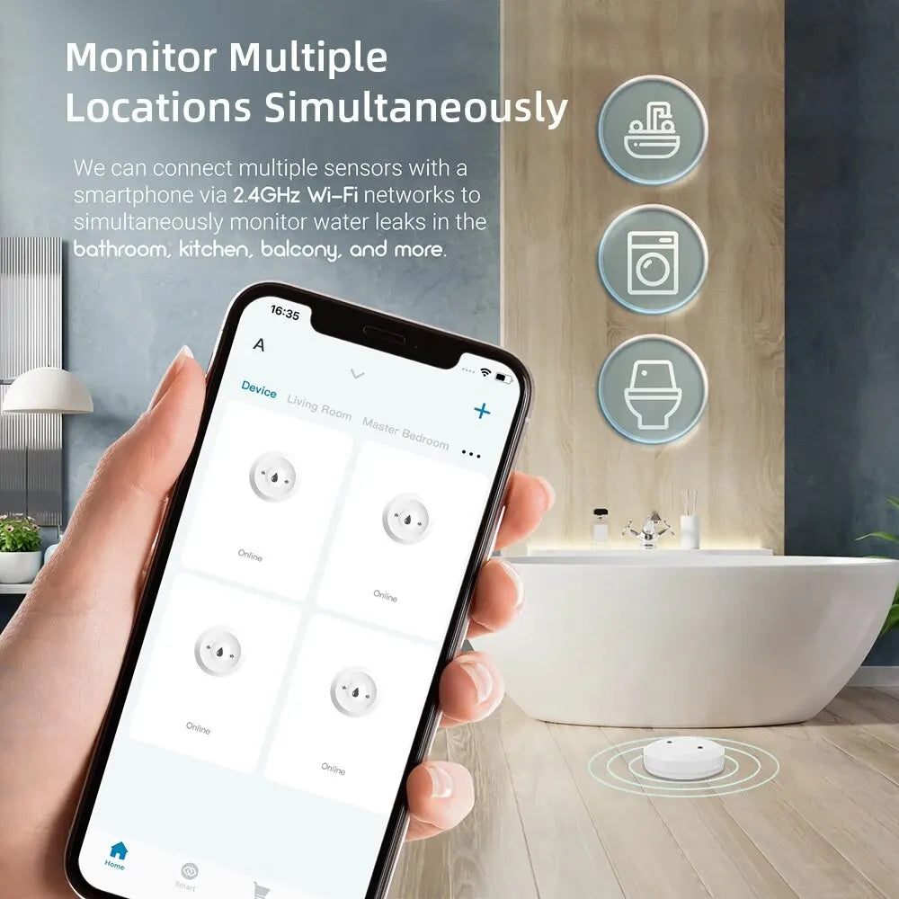 Support Tuya ZigBee Smart Water Leak Sensor Leakage Detector Flood Alarm Smart Auto Module App Monitor SmartLife Alexa Google