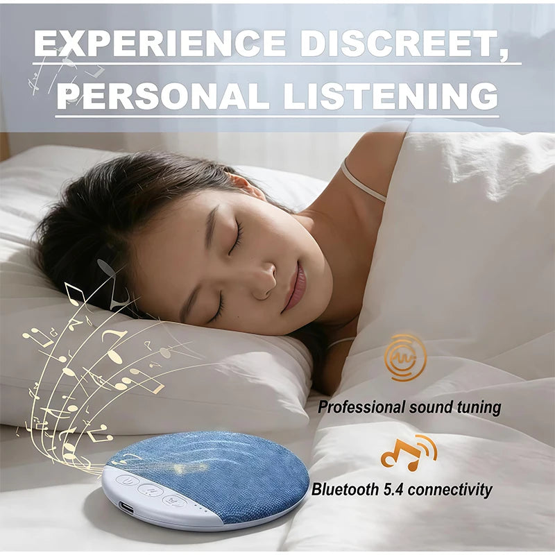 New Upgraded Wireless Under Pillow Speaker Decor Bluetooth Sleep Sound Machine with White Noise 30/60/90 Min Timer for Adult Kid