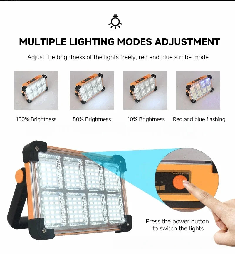 Solar outdoor lamp household waterproof glare large-capacity portable lamp high-power rechargeable magnetic emergency lamp