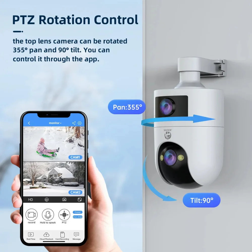 Jooan 4K 8MP Dual Lens Dual Screen IP Camera Wifi Outdoor PTZ Camera AI Auto Tracking CCTV camera Audio Video Surveillance