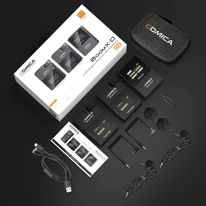 Comica BoomX-D 2.4G Wireless Microphone Dual-channel Lapel Microphone Condenser Lavalier Mic For PC Smartphone Camera Youtube