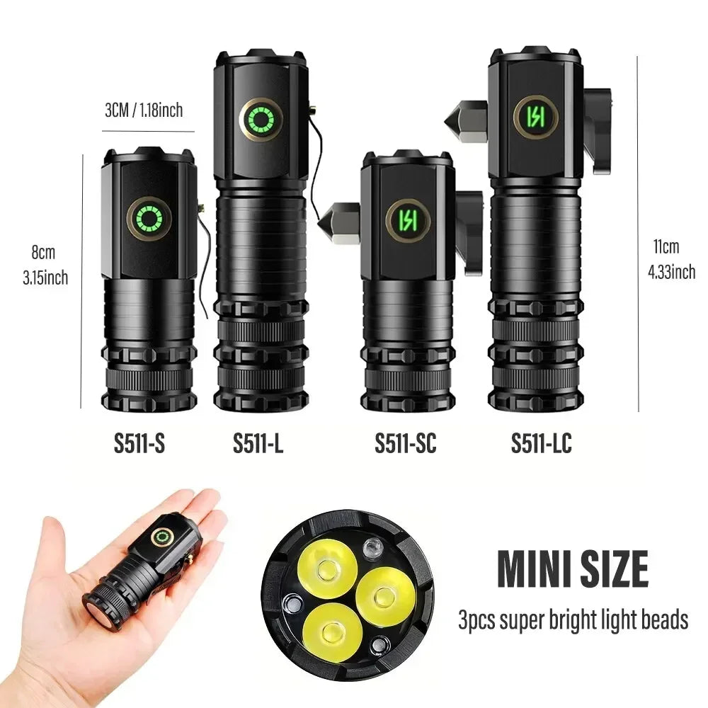 High Quality 3*SST20 LED Flashlight 18350 Super Bright Torch Rechargeable USB Light Waterproof with CAP CLIP for Hiking Camping