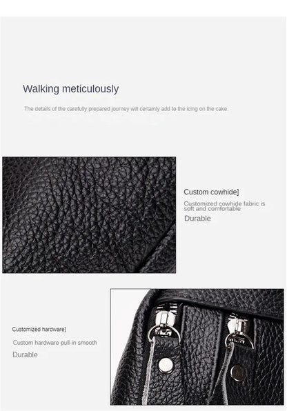 Men's Genuine Leather Chest Bag Double Zipper Cowhide Fanny Pack Casual Crossbody Sling Bag for Daily Commute & Travel