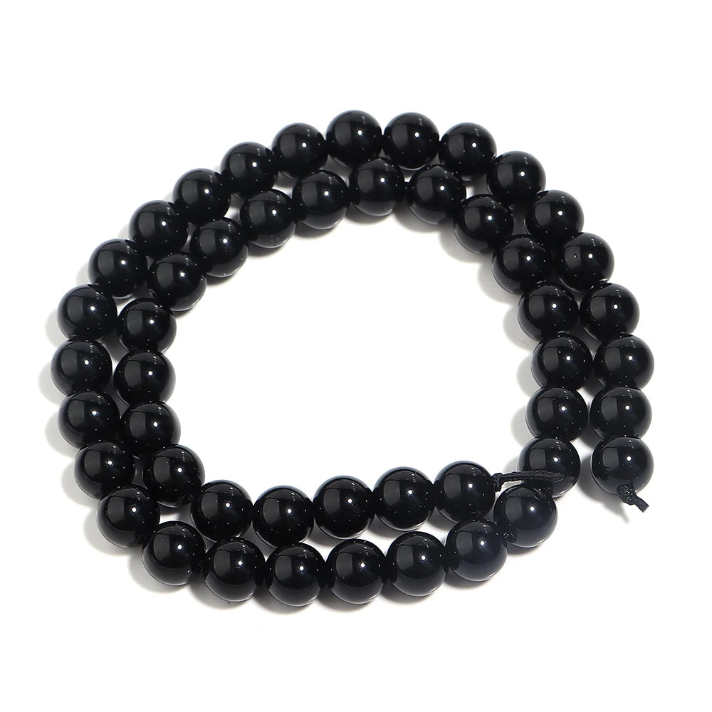 1 Strand Natural Stone Black Onyx Agate Round Loose Beads 2-20MM Pick Size For Crafts Making DIY Sewing clothing Accessories